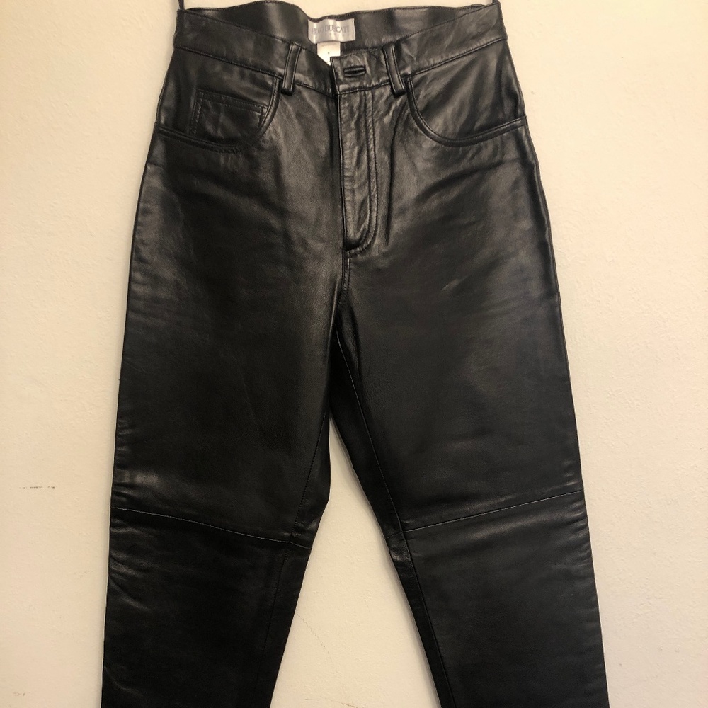 Luxe Black Leather Pants, Hugo Buscati Collection